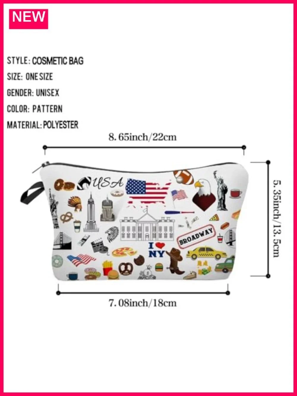Polyester Travel Cosmetic Bag Small Makeup Pouch Zipper Case